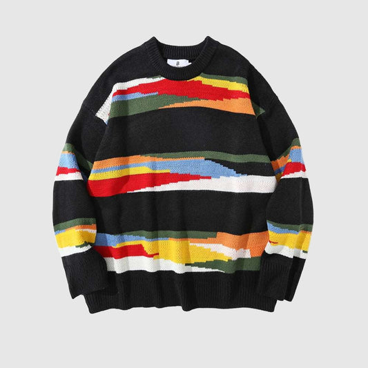 Men's Contrast Color Striped Knitted Jumper - ChoreGirl