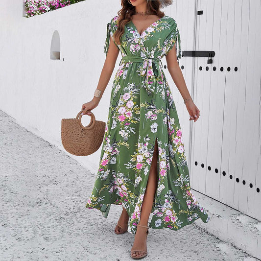 Women's Leisure Lace-up Long Swing Dress - ChoreGirl