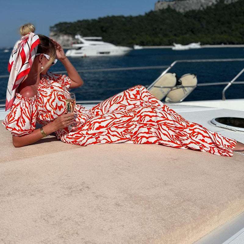 Women's Off-shoulder Short-sleeved Top and Pants Two-piece Outfit Set - ChoreGirl