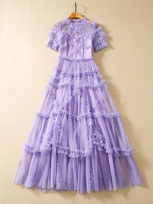 Women's Lace Dot Mesh Swing Dress - ChoreGirl