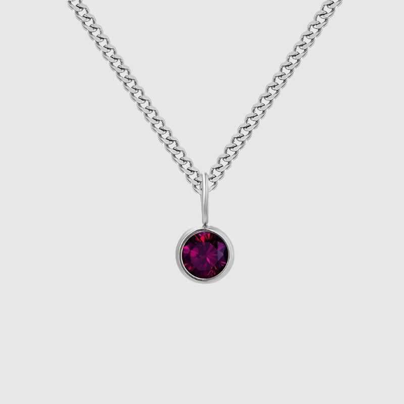 Unisex Stainless Steel Necklace With Diamond Birthstone Pendant - ChoreGirl