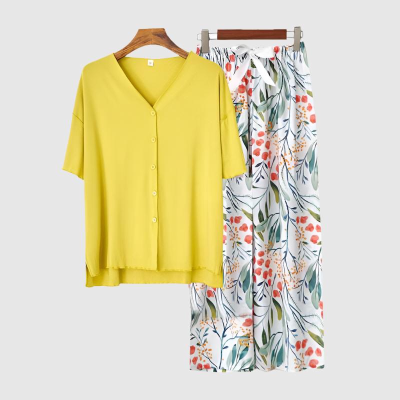 Women's Modal Thin Cotton Silk Pajamas, Loungewear Set - ChoreGirl