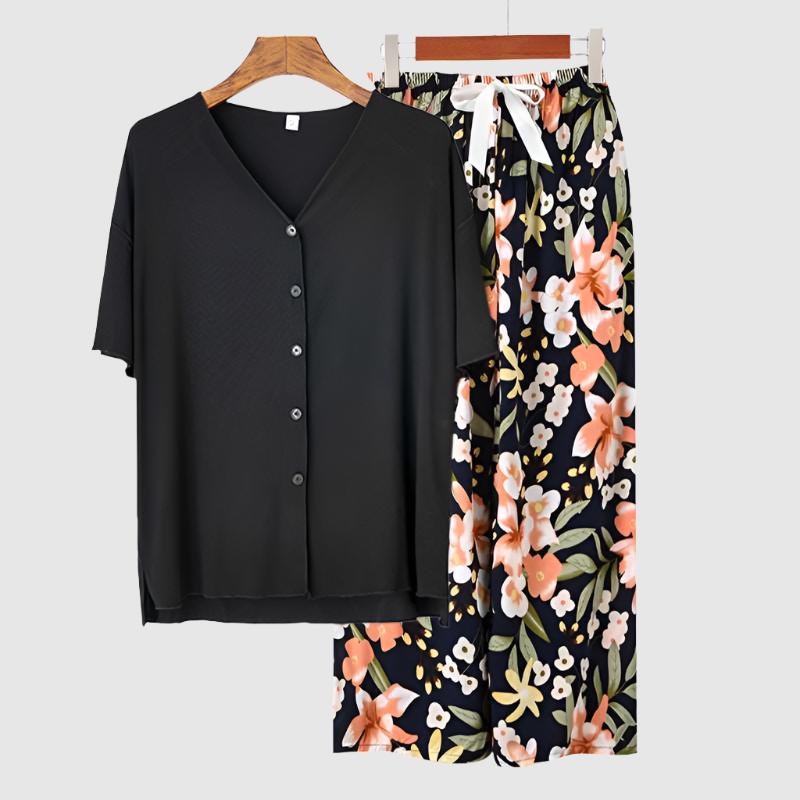 Women's Modal Thin Cotton Silk Pajamas, Loungewear Set - ChoreGirl