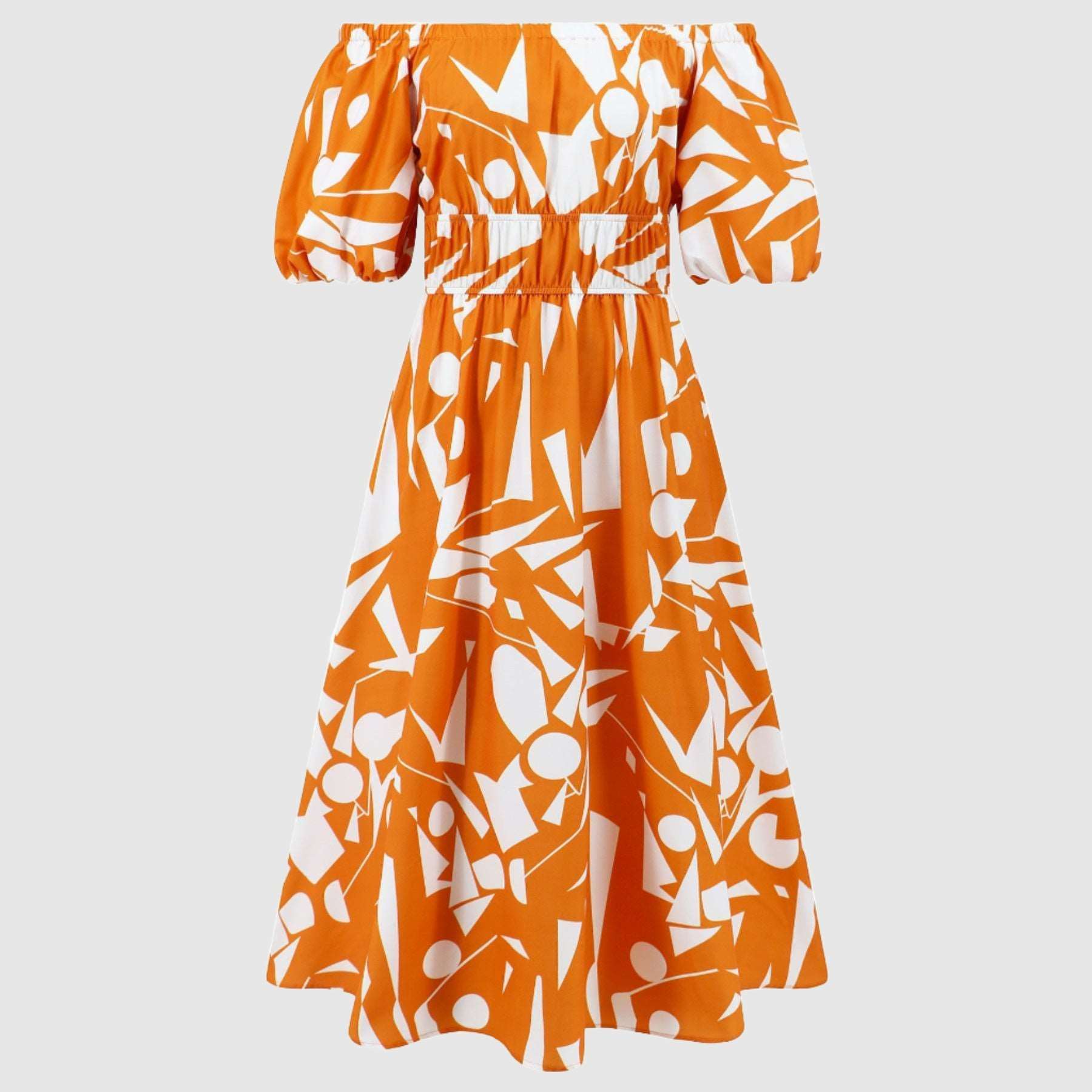 Women's Casual Off-shoulder Bubble Sleeve Large Swing Dress - ChoreGirl