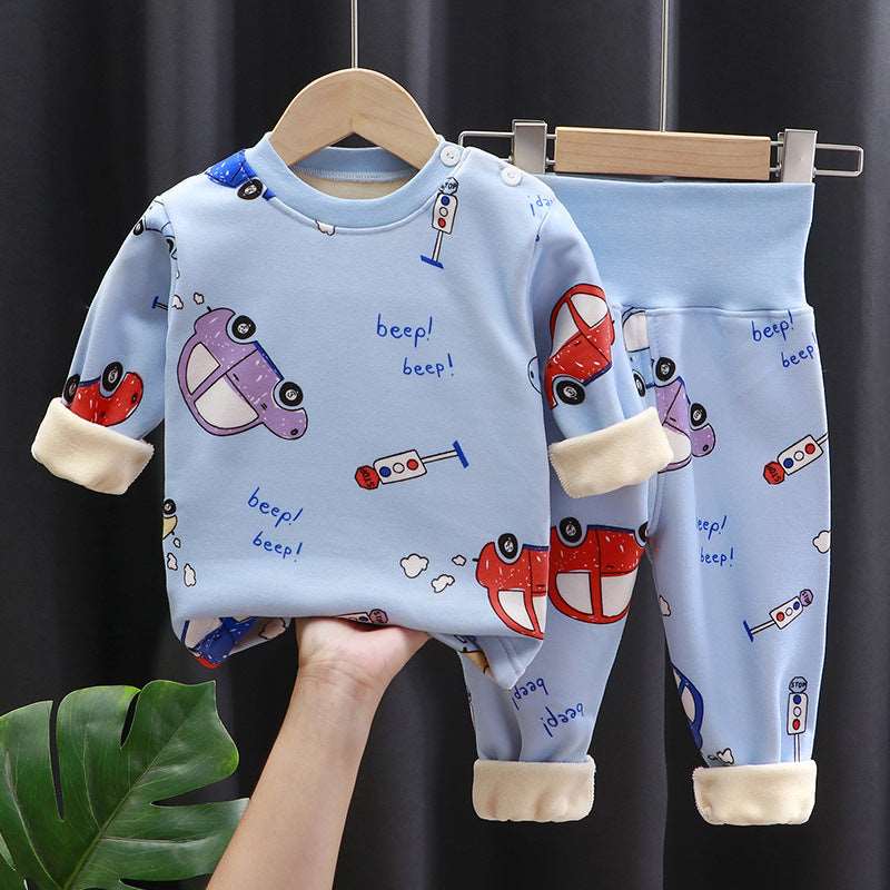 Baby Fleece-lined Thick High Waist Thermal Underwear Set - ChoreGirl