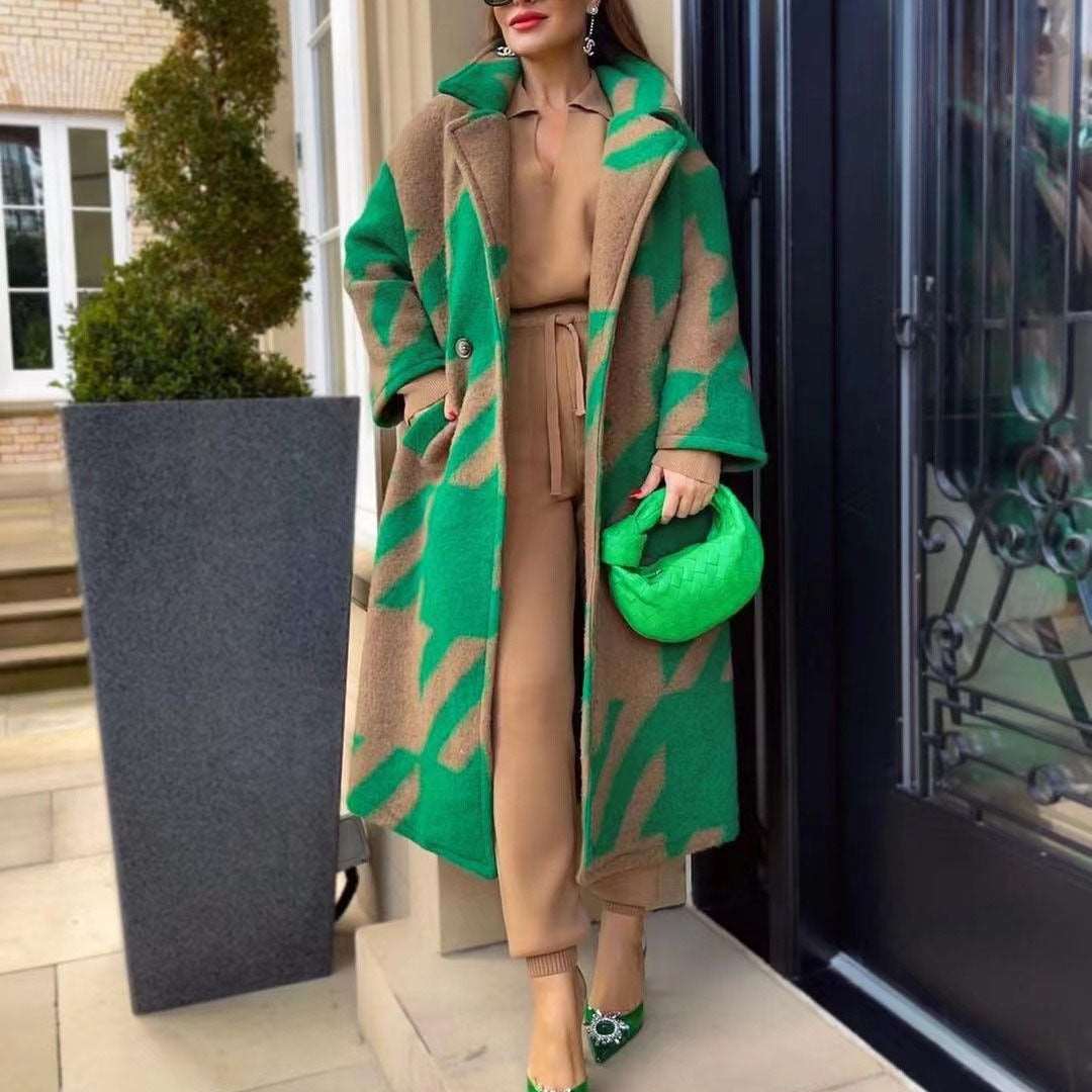 Women's Long Sleeved Turn-down Collar Coat - ChoreGirl