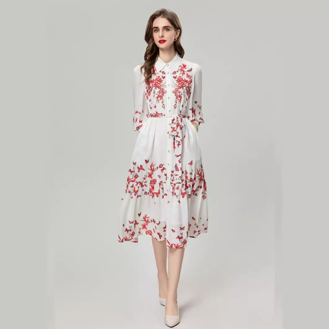 Women's Elegant Long Sleeve Shirt Dress - ChoreGirl