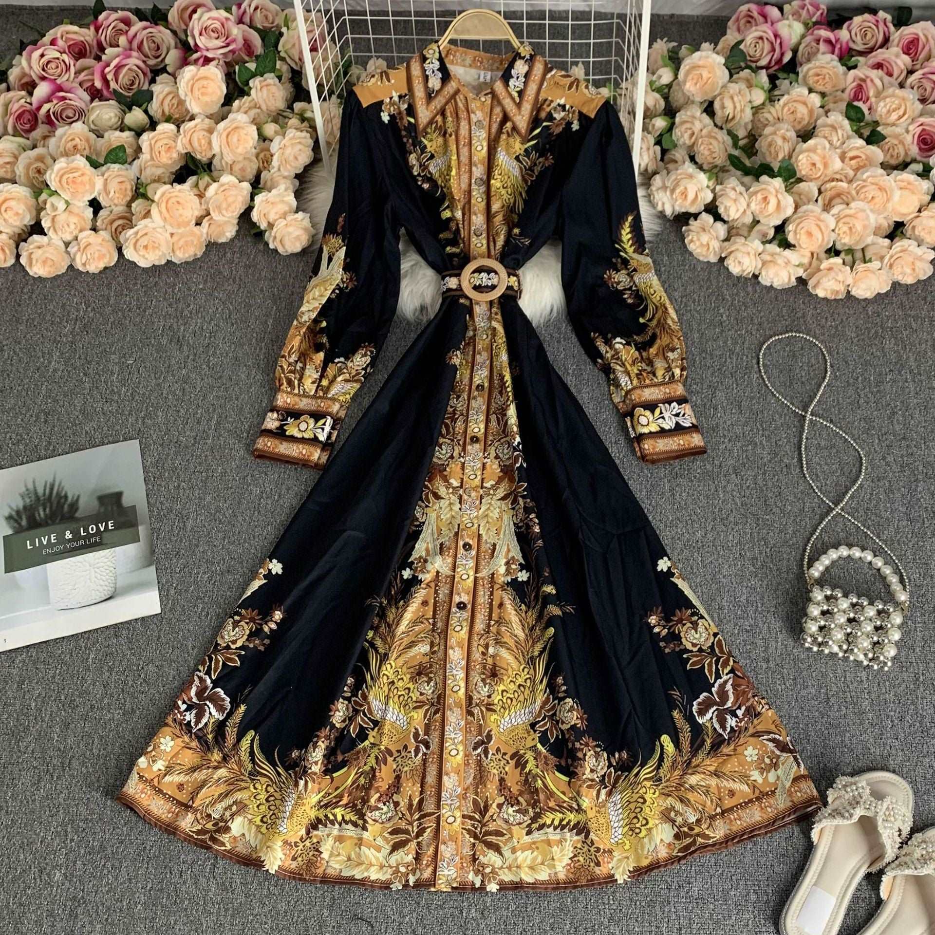 Women's High Waist Round Neck Shirt Dress - ChoreGirl