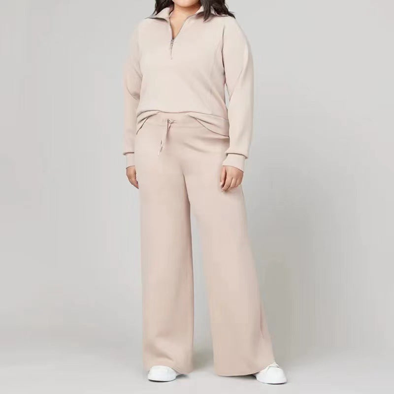 Women's Loose-fit Long Sleeved Sweater and Trousers Outfit Set - ChoreGirl