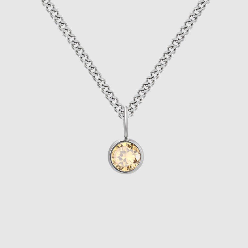 Unisex Stainless Steel Necklace With Diamond Birthstone Pendant - ChoreGirl