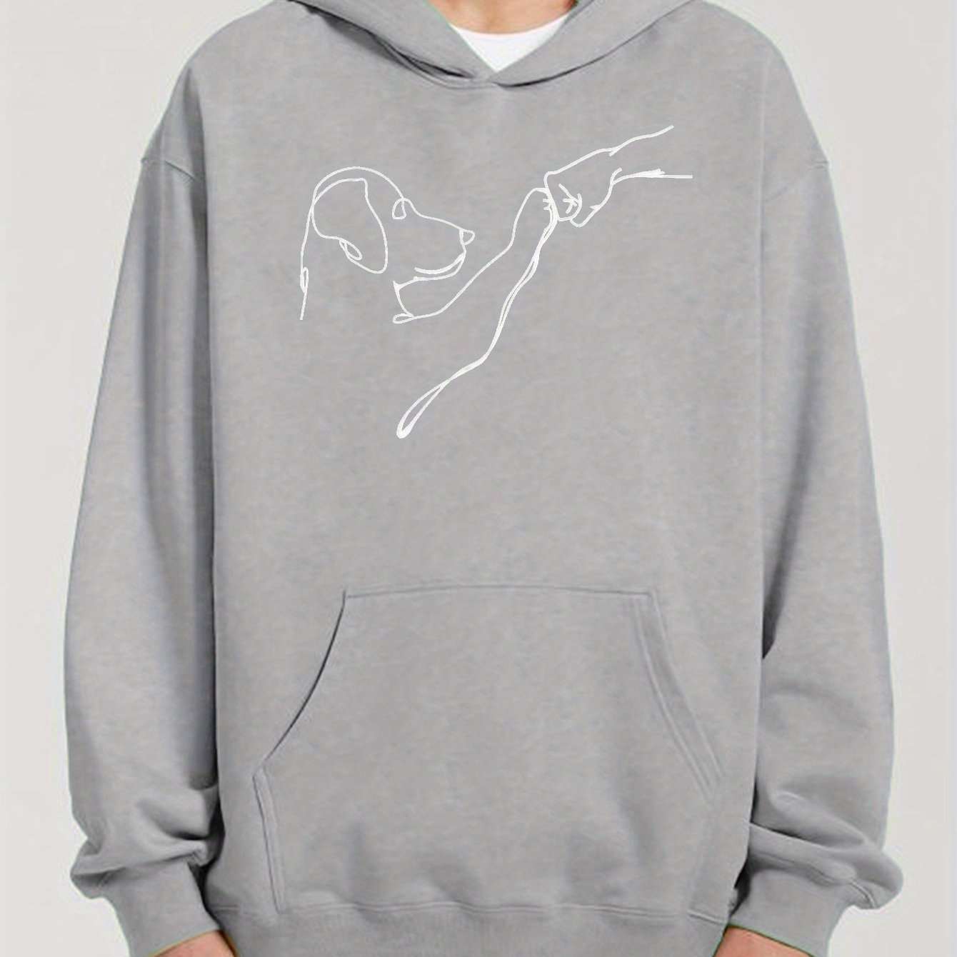 Unisex Casual Dog And Man Printed Hoodie - ChoreGirl