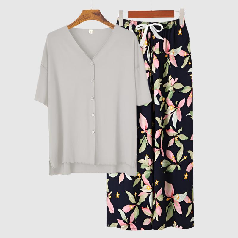 Women's Modal Thin Cotton Silk Pajamas, Loungewear Set - ChoreGirl