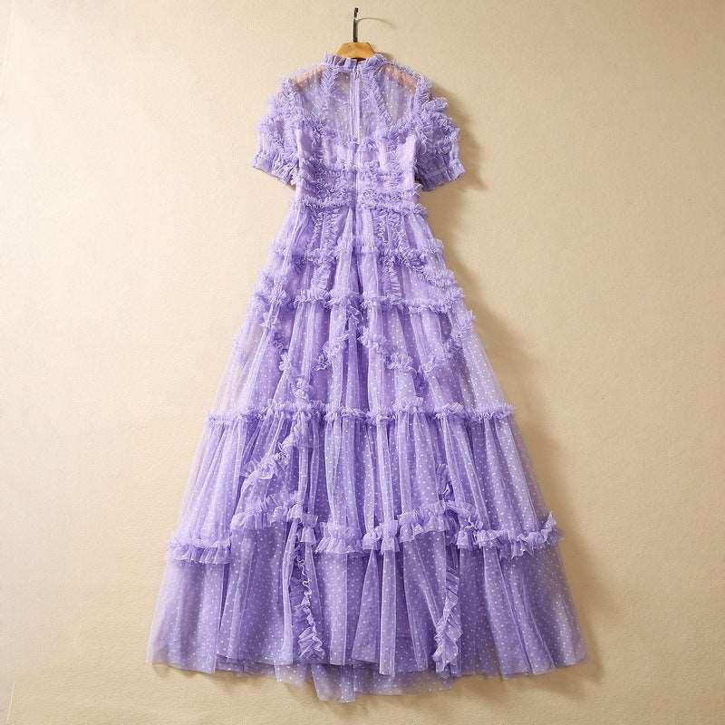 Women's Lace Dot Mesh Swing Dress - ChoreGirl