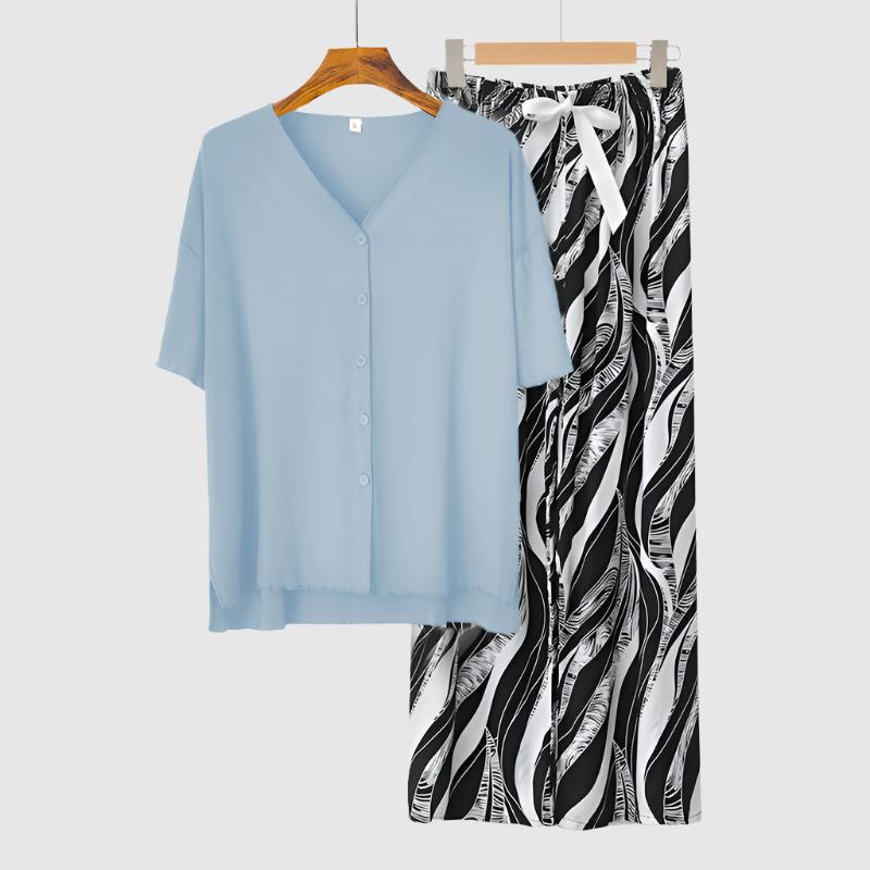 Women's Modal Thin Cotton Silk Pajamas, Loungewear Set - ChoreGirl