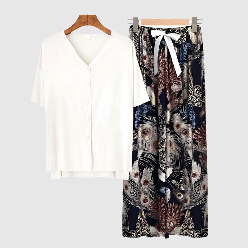 Women's Modal Thin Cotton Silk Pajamas, Loungewear Set - ChoreGirl