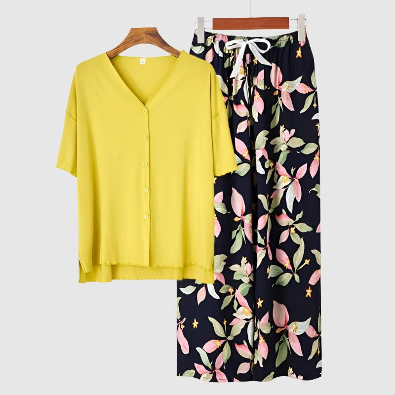 Women's Modal Thin Cotton Silk Pajamas, Loungewear Set - ChoreGirl