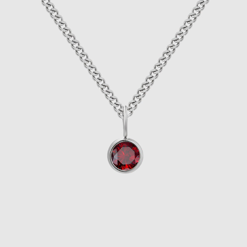 Unisex Stainless Steel Necklace With Diamond Birthstone Pendant - ChoreGirl