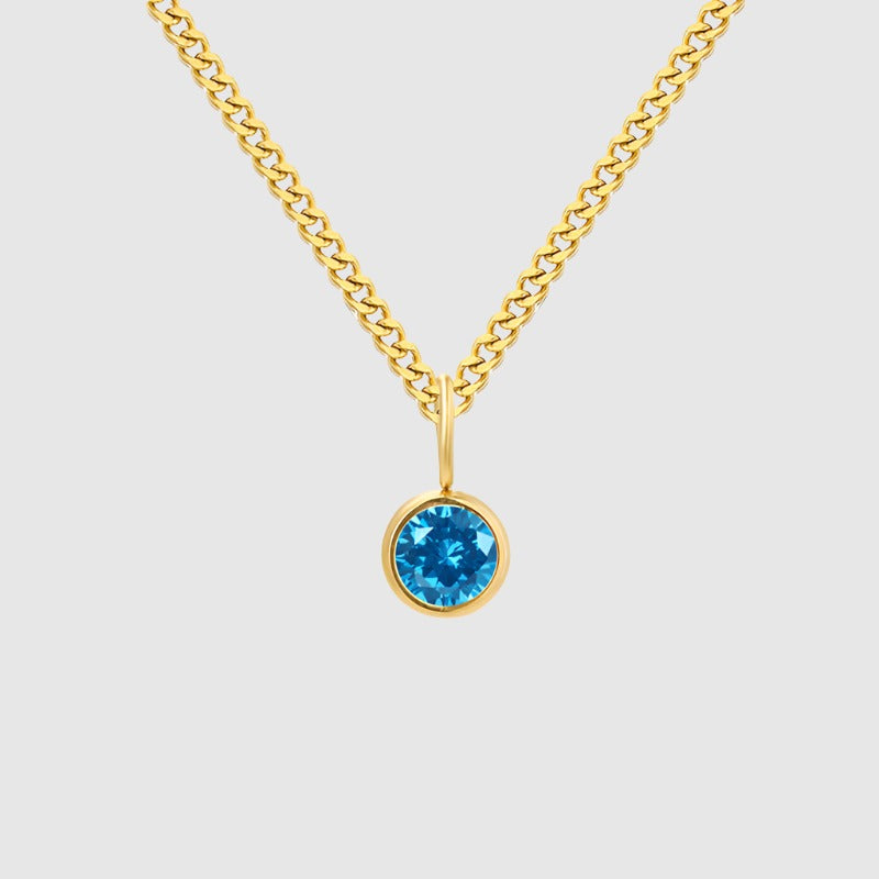 Unisex Stainless Steel Necklace With Diamond Birthstone Pendant - ChoreGirl