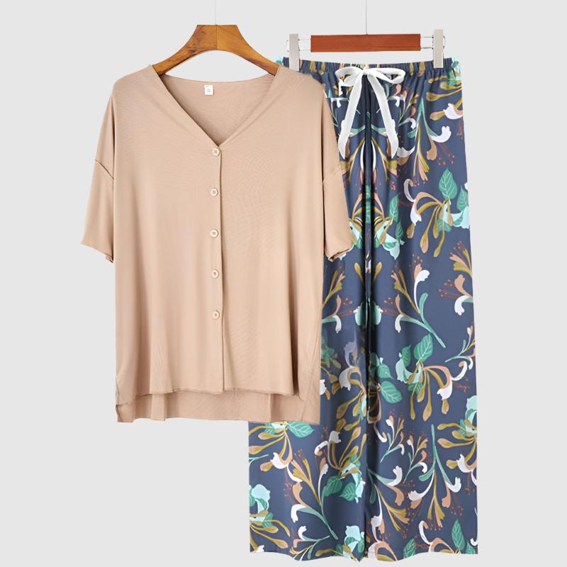 Women's Modal Thin Cotton Silk Pajamas, Loungewear Set - ChoreGirl