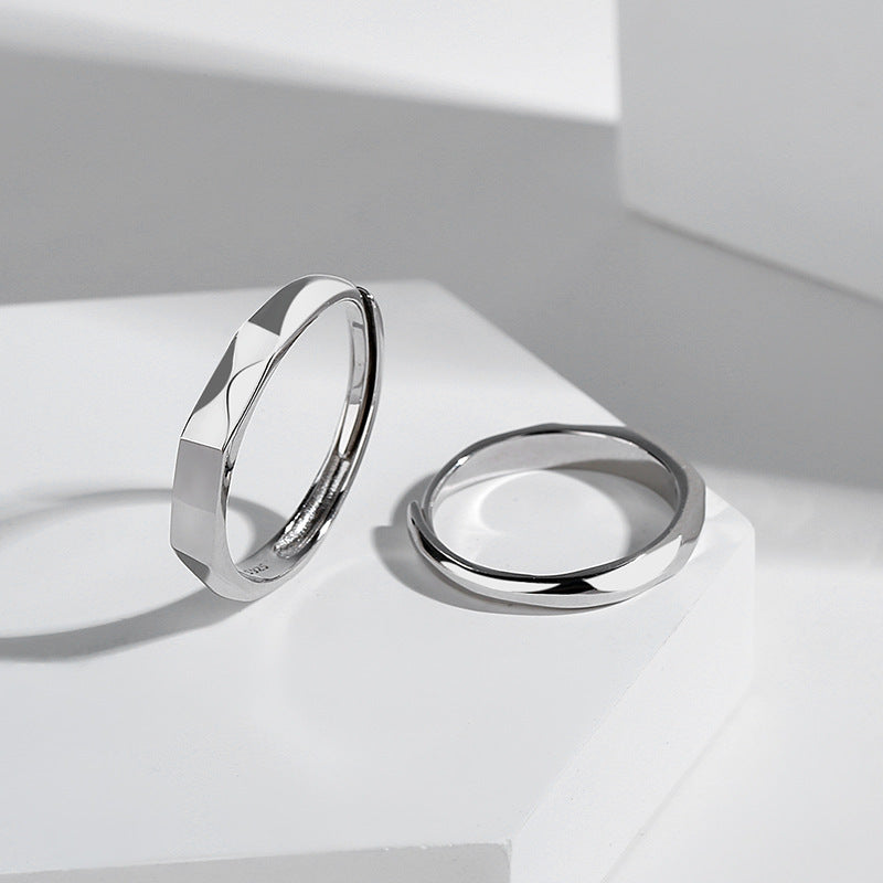 S925 Sterling Silver Light Reflect Surprise Love Hidden Message Couples Ring - ChoreGirl