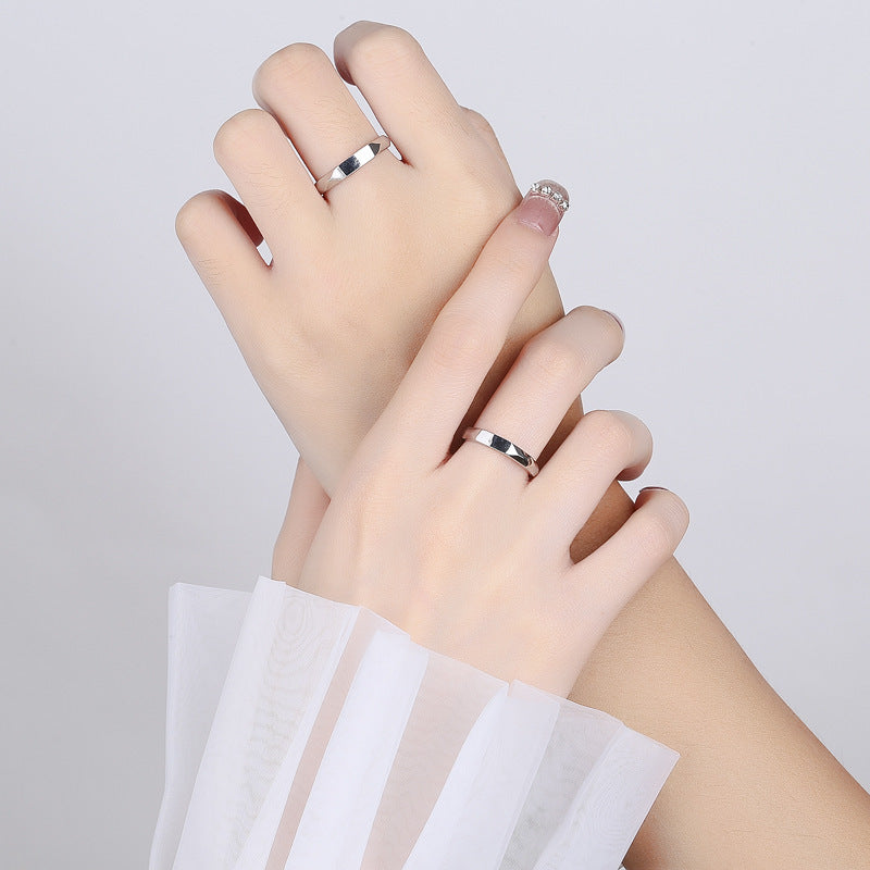 S925 Sterling Silver Light Reflect Surprise Love Hidden Message Couples Ring - ChoreGirl