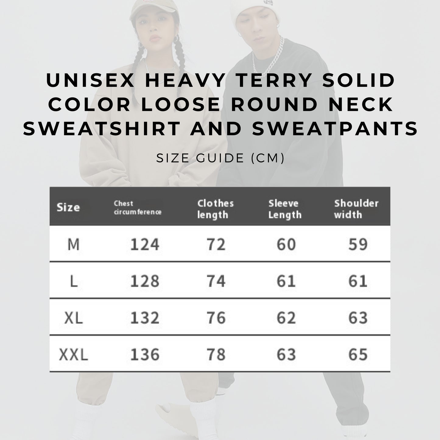 Unisex Heavy Terry Solid Color Loose Round Neck Sweatshirt and Sweatpants - ChoreGirl