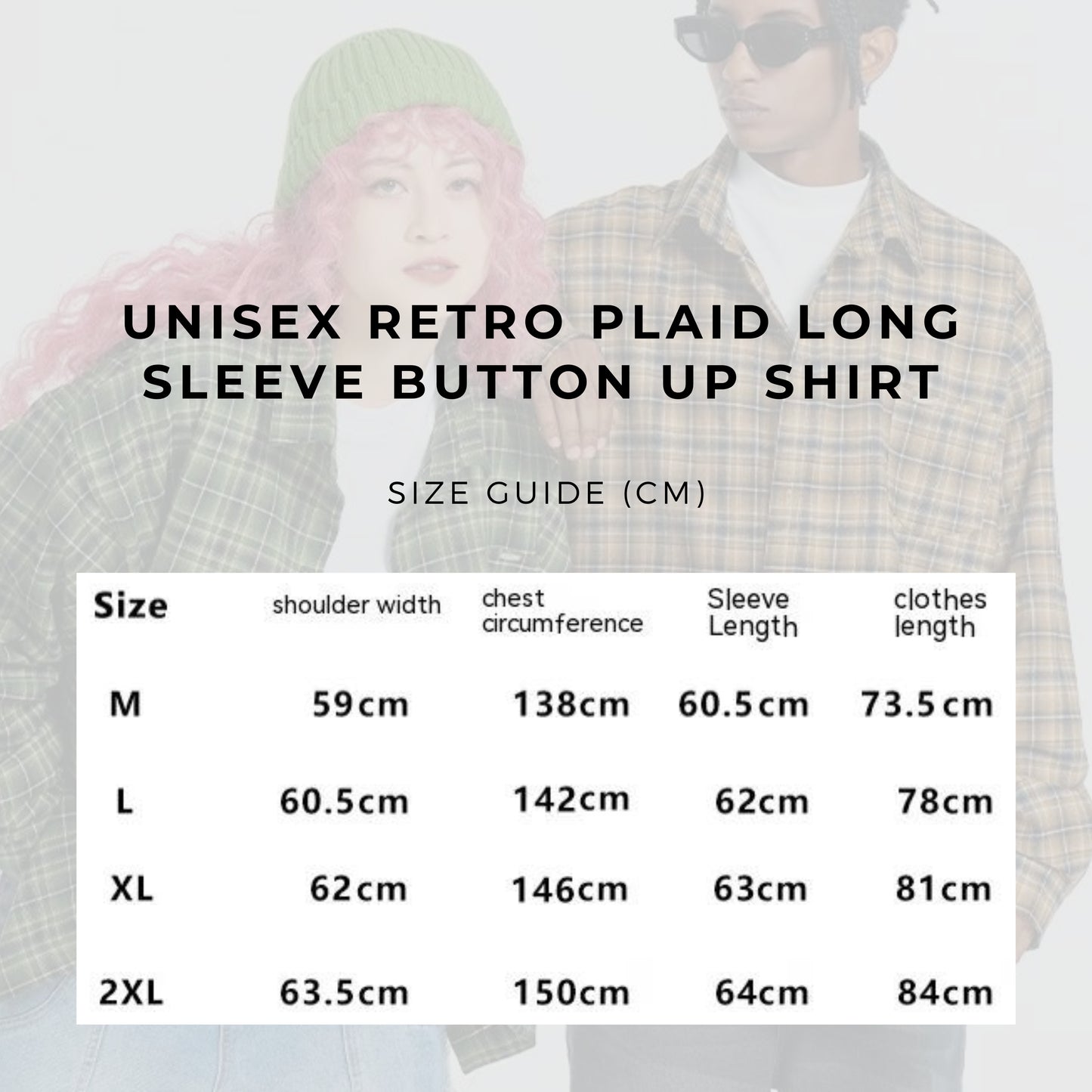 Unisex Retro Plaid Long Sleeve Button Up Shirt - ChoreGirl
