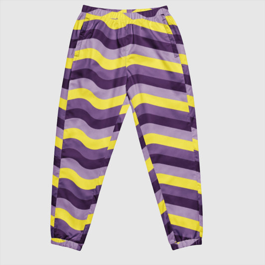 Custom Unisex Retro Purple Wavy Lines Track Pants | PERSONALIZED - ChoreGirl