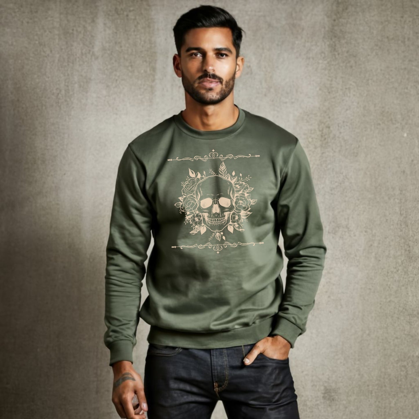 Custom Unisex Vintage Skull Heavy Blend Crewneck Sweatshirt | PERSONALIZED - ChoreGirl