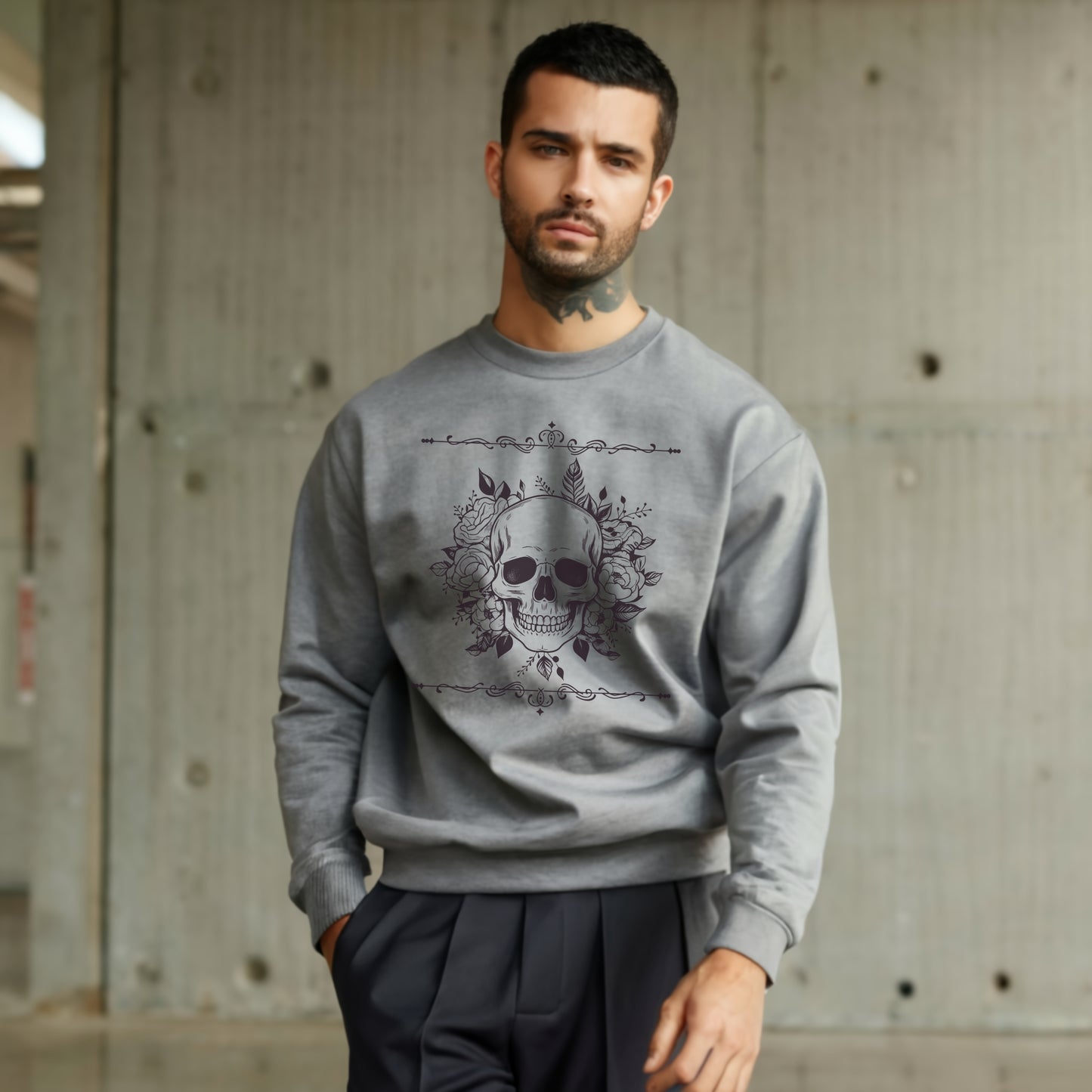 Custom Unisex Vintage Skull Heavy Blend Crewneck Sweatshirt | PERSONALIZED - ChoreGirl