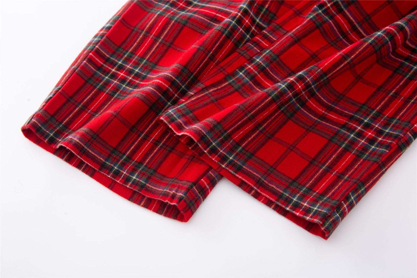Unisex Couple Red Plaid Loose Long Sleeves Flannel Pajamas Set - ChoreGirl