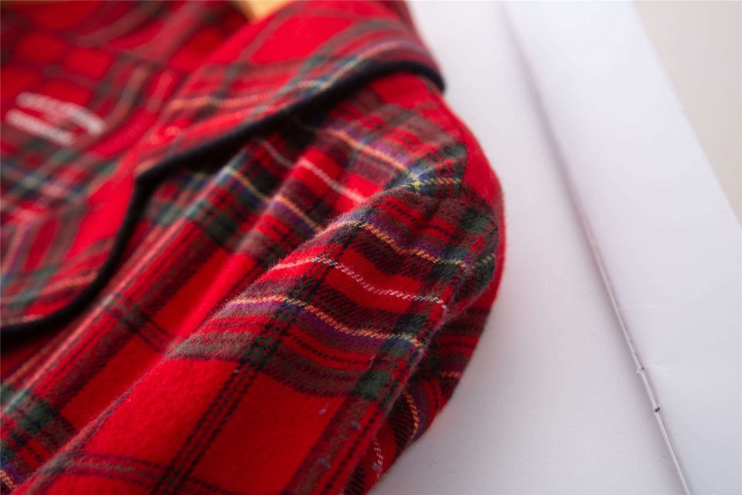 Unisex Couple Red Plaid Loose Long Sleeves Flannel Pajamas Set - ChoreGirl
