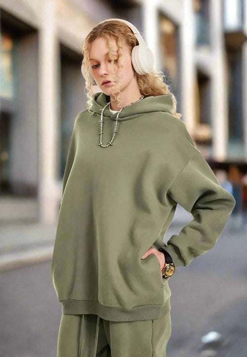 Unisex Loose Fleece-lined Sports Hoodie with Hidden Zipper Pockets - ChoreGirl