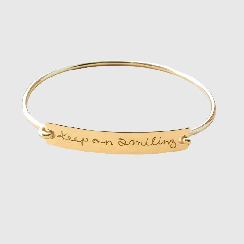 Unisex Personalized Laser Engraved Actual Handwriting Text Titanium Steel Bar Bracelet - Excellent Gift Idea - ChoreGirl