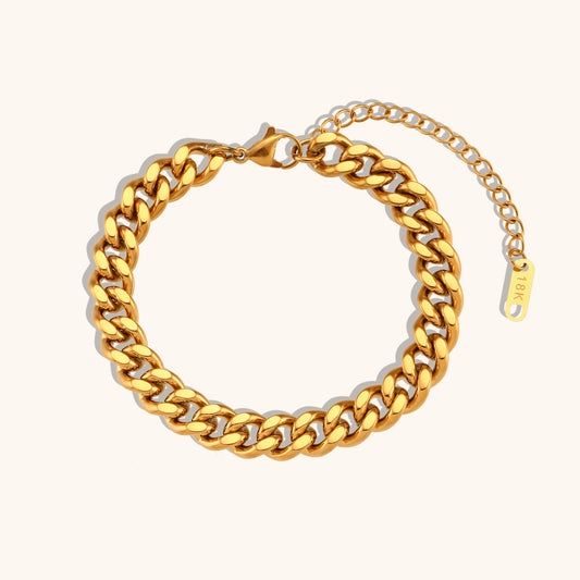 Unisex Simple Cuban Link Chain Gold Bracelet - ChoreGirl