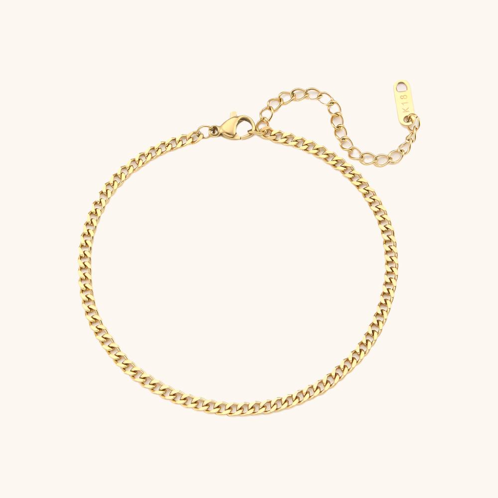 Unisex Simple Cuban Link Chain Gold Bracelet - ChoreGirl