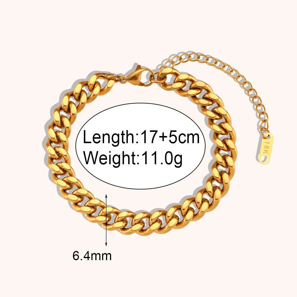 Unisex Simple Cuban Link Chain Gold Bracelet - ChoreGirl