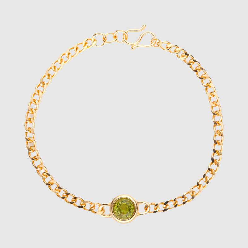 Unisex Sterling Silver Round Olivine Bracelet - ChoreGirl