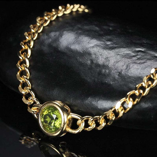 Unisex Sterling Silver Round Olivine Bracelet - ChoreGirl