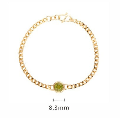 Unisex Sterling Silver Round Olivine Bracelet - ChoreGirl