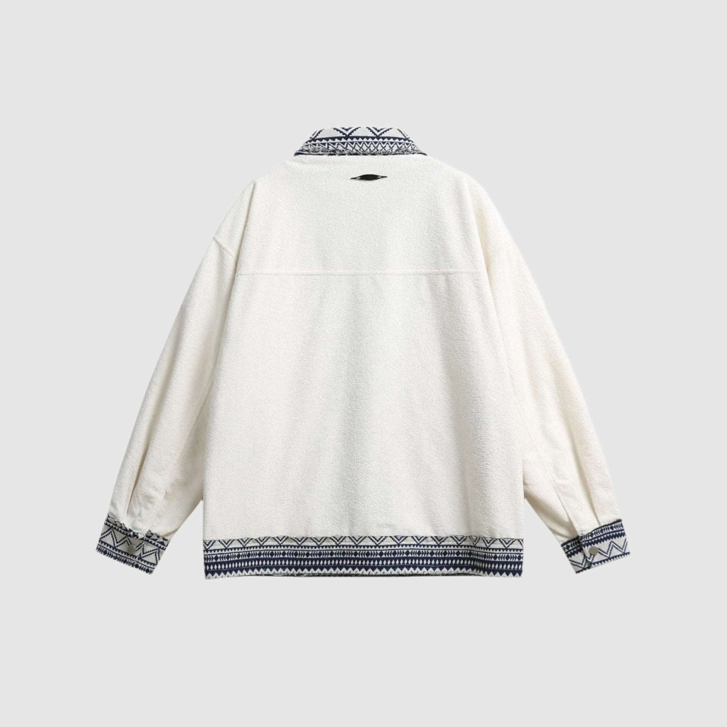 Unisex White Ethnic Pattern Jacket - ChoreGirl