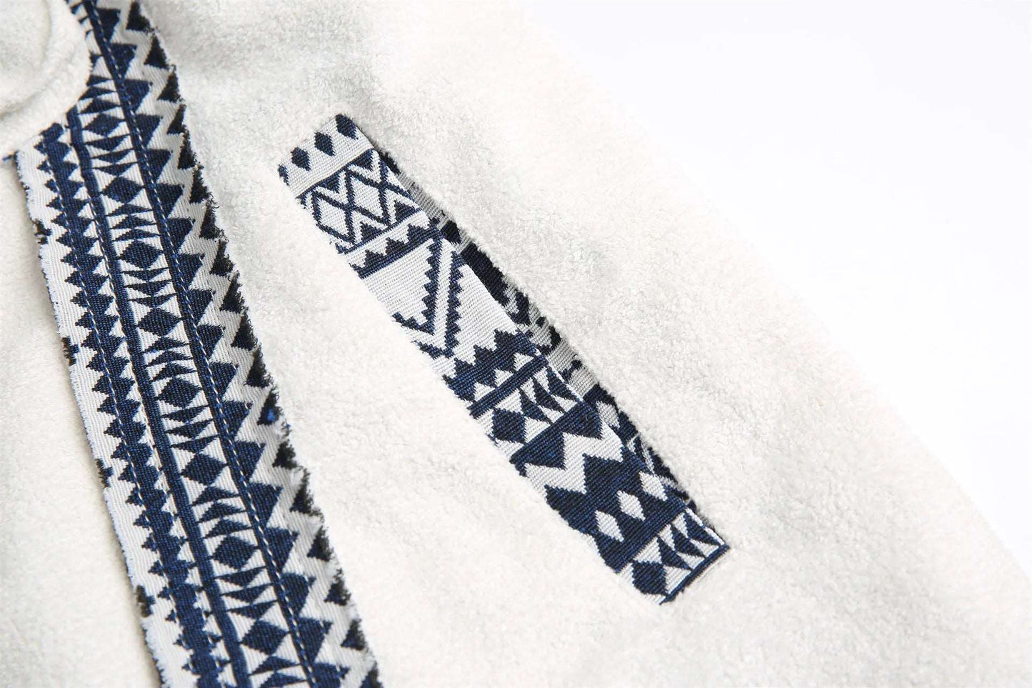 Unisex White Ethnic Pattern Jacket - ChoreGirl