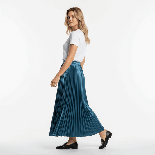 Women's Retro Fashion High Waist Pleated Long Skirt