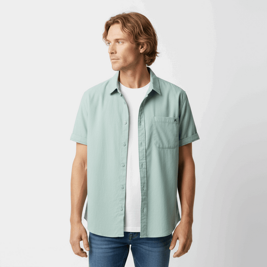 Men's Casual Pure Cotton Short Sleeved Shirt