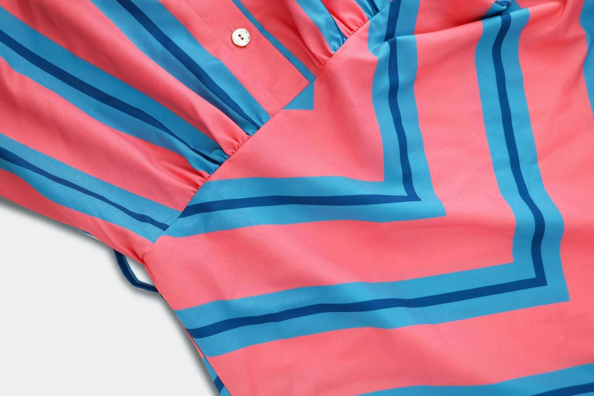 Women's Casual Colorful Stripes Slim-fit Shirt Dress with Belt - ChoreGirl