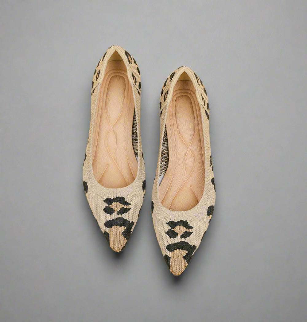 Women's Casual Comfortable Flat Sculptural Heel Pointed Toe Knit Fabric Shoes - ChoreGirl