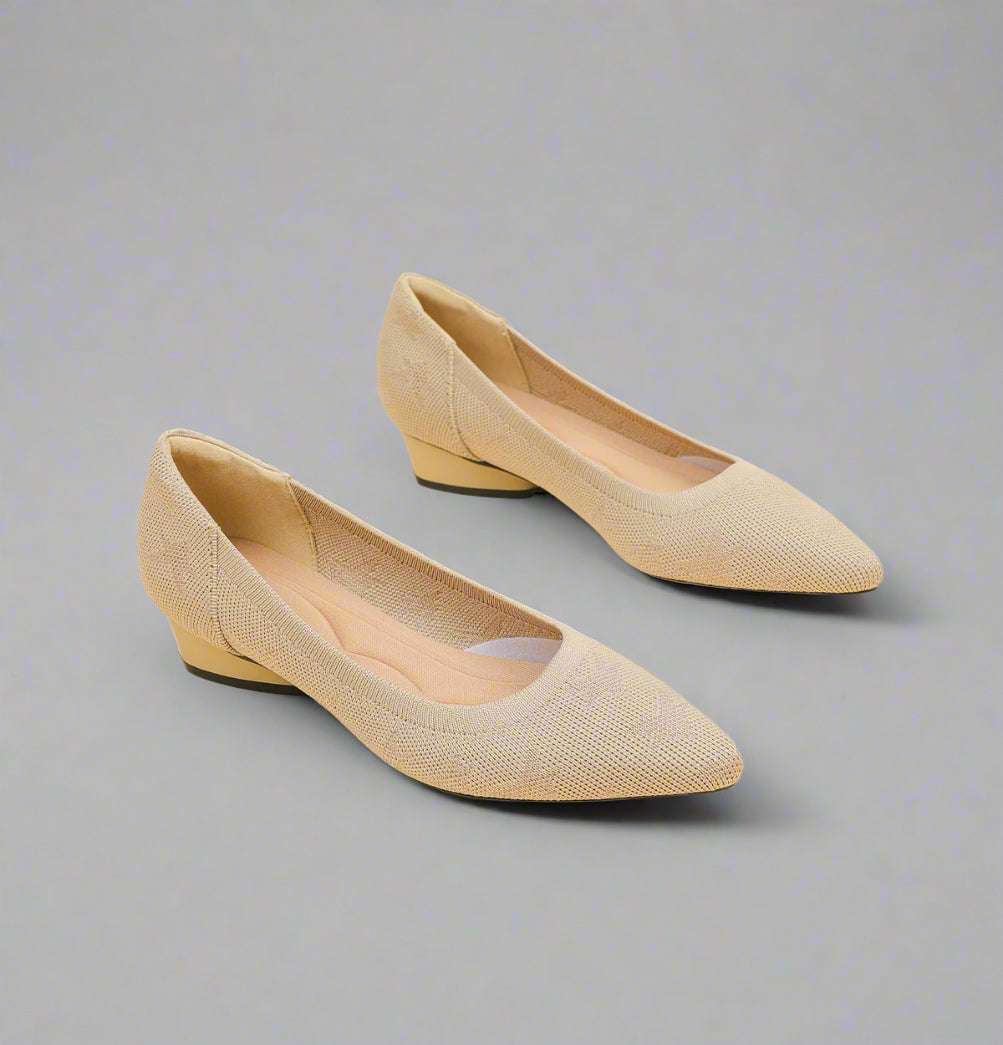 Women's Casual Comfortable Flat Sculptural Heel Pointed Toe Knit Fabric Shoes - ChoreGirl