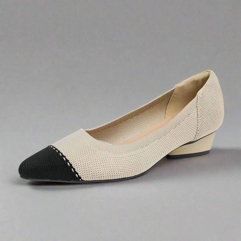 Women's Casual Comfortable Flat Sculptural Heel Pointed Toe Knit Fabric Shoes - ChoreGirl