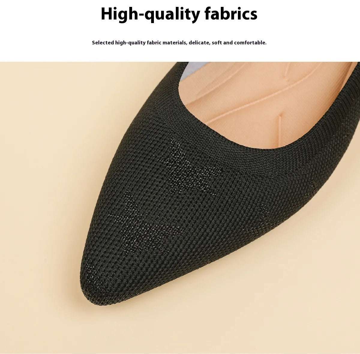 Women's Casual Comfortable Flat Sculptural Heel Pointed Toe Knit Fabric Shoes - ChoreGirl