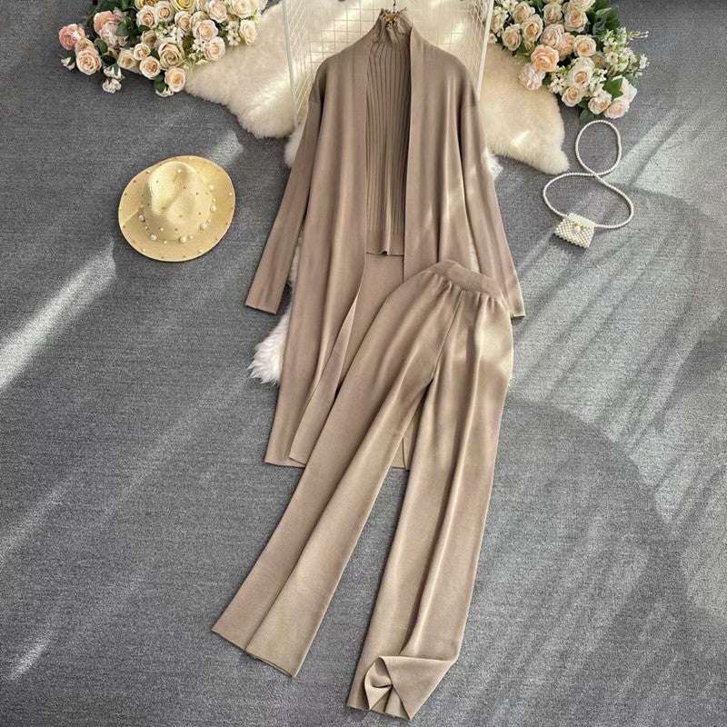Women's Casual Knitted Three-piece Outfit Set - ChoreGirl